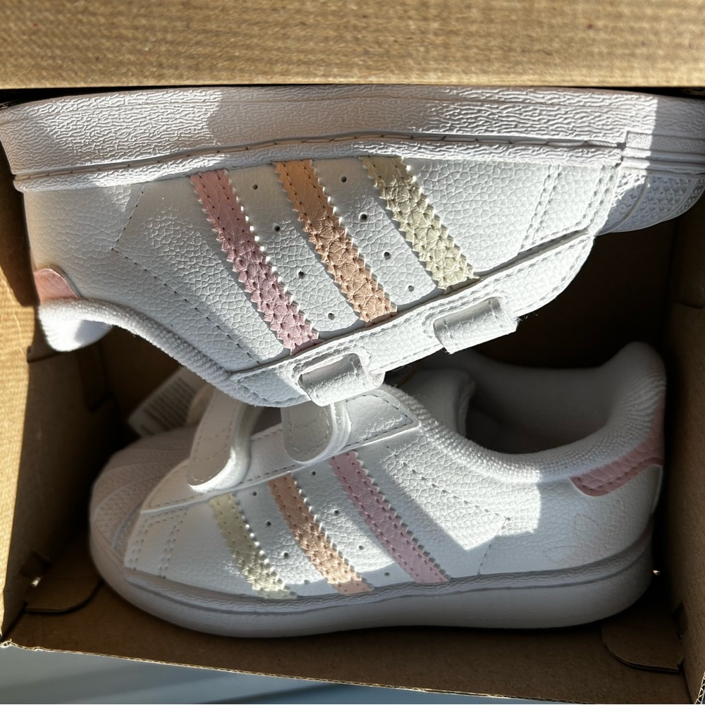Adidas Kids Superstar CF I 8K Sneakers with White and Pastel Accents